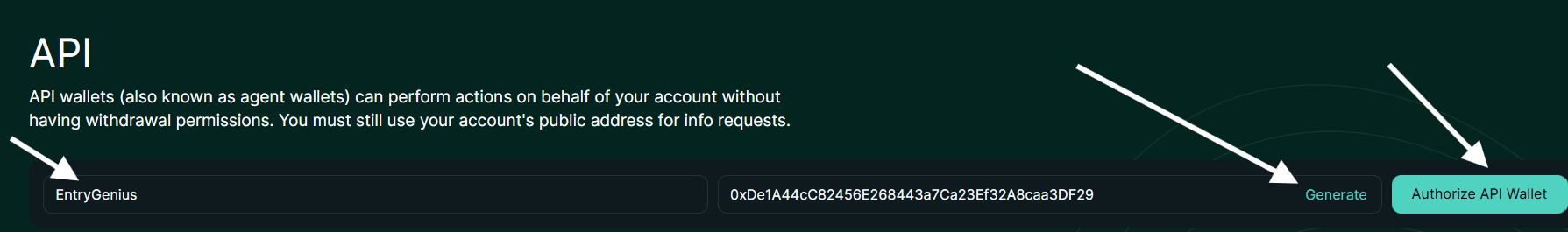 Hyperliquid Generate API Key